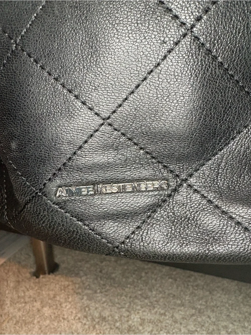 Aimee Kestenberg Black Quilted Leather Shoulder Bag with Chain Rings